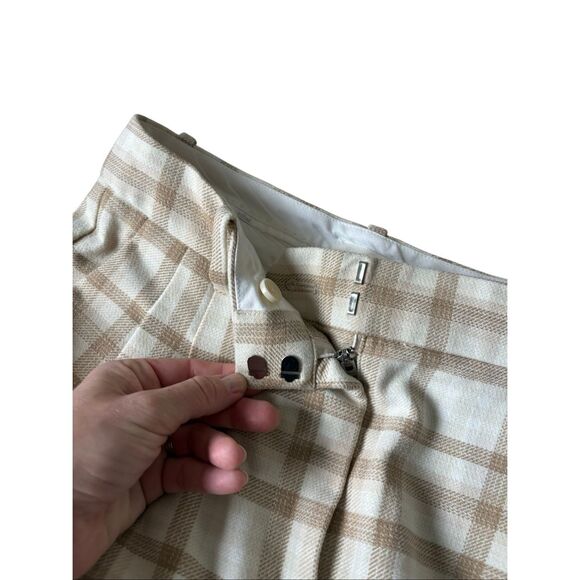 Aritzia Wilfred Effortless Plaid Pants size 8 Tan Cream - Picture 6 of 9